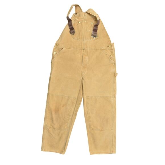 Carhartt Brown Cotton Denim R01 BRN Vintage USA Made 42x30 Coveralls Double Knee